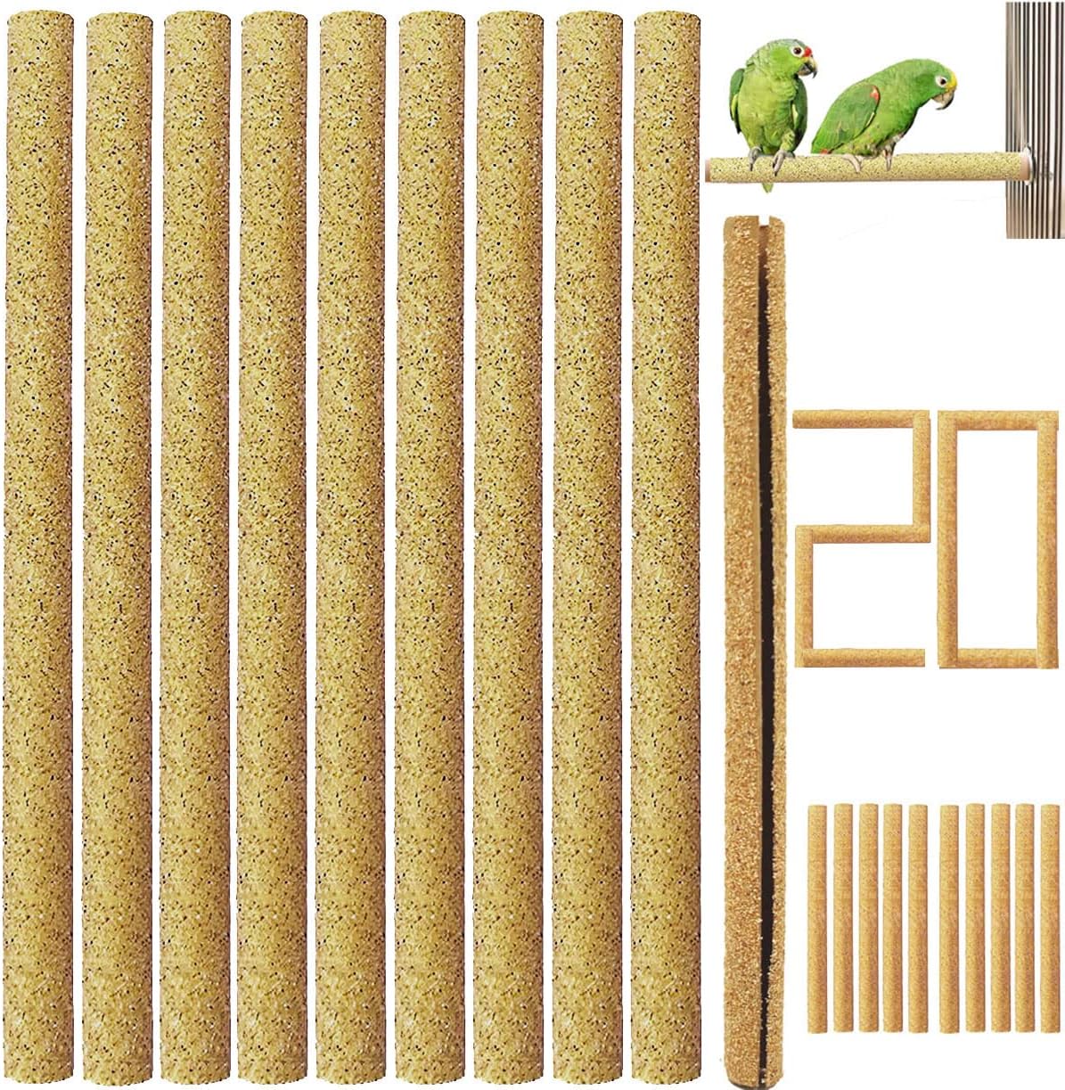 Natural Sanded Bird Perches – Multi-Size Parrot Cage Dowels