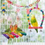 Colorful Wooden Bird Toys & Perches Set for Parakeets — view 3