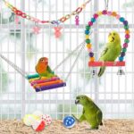 Colorful Wooden Bird Toys & Perches Set for Parakeets — view 5
