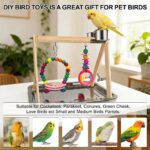 Wooden Bird Play Stand with Stainless Steel Feeders & Chew Toys — view 5
