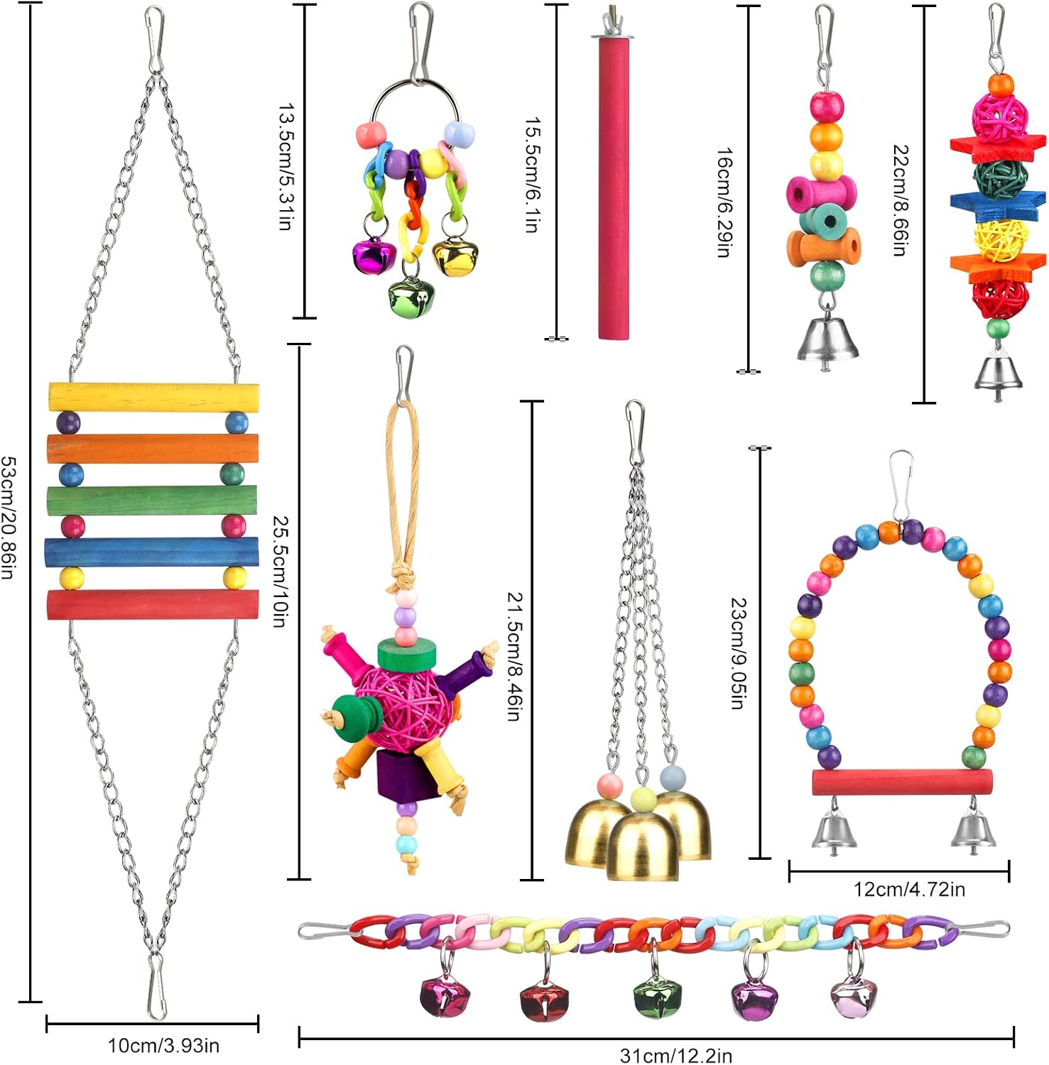 Colorful Parrot Playground Set – 10-Piece Bird Cage Toys — view 6