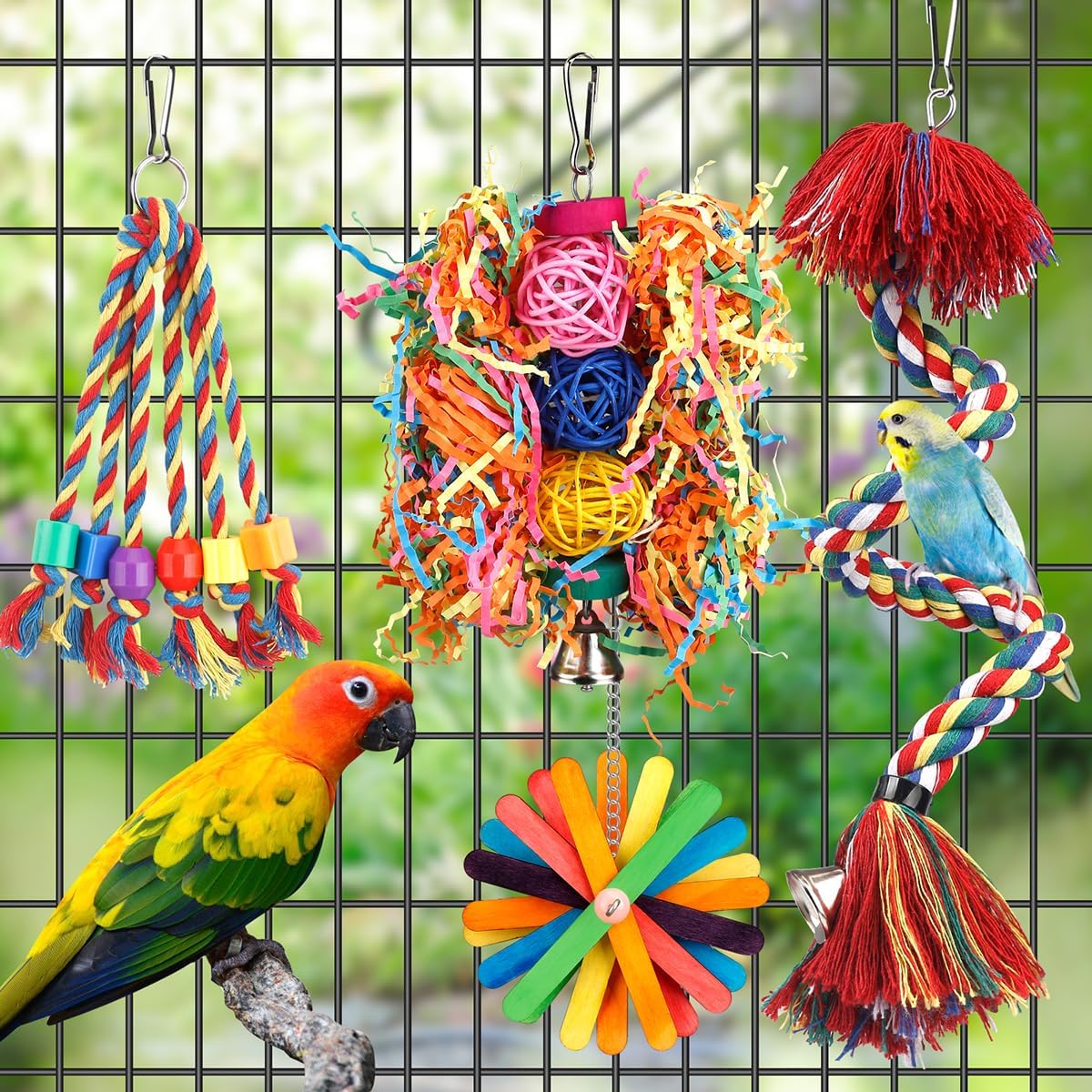 Interactive Parrot Foraging & Chew Toys – 6-Piece Vibrant Set — view 3