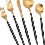 Gold & Black Stainless Steel Flatware