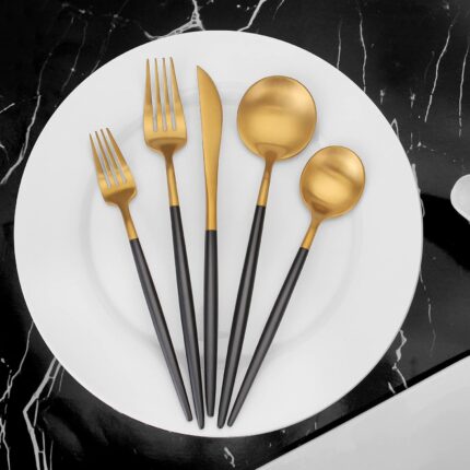 Gold & Black Stainless Steel Flatware – photo 2