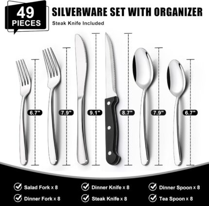 Premium 49-Piece Stainless Steel Silverware Set – photo 2