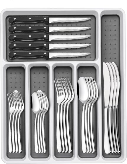 Premium 49-Piece Stainless Steel Silverware Set