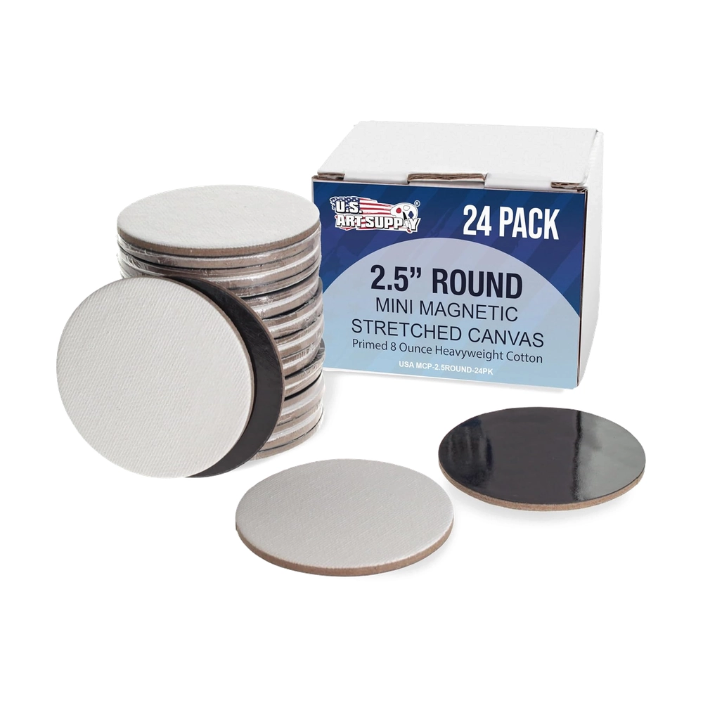Mini Magnetic Round Canvas Panels 6.4 cm - 24 Pack