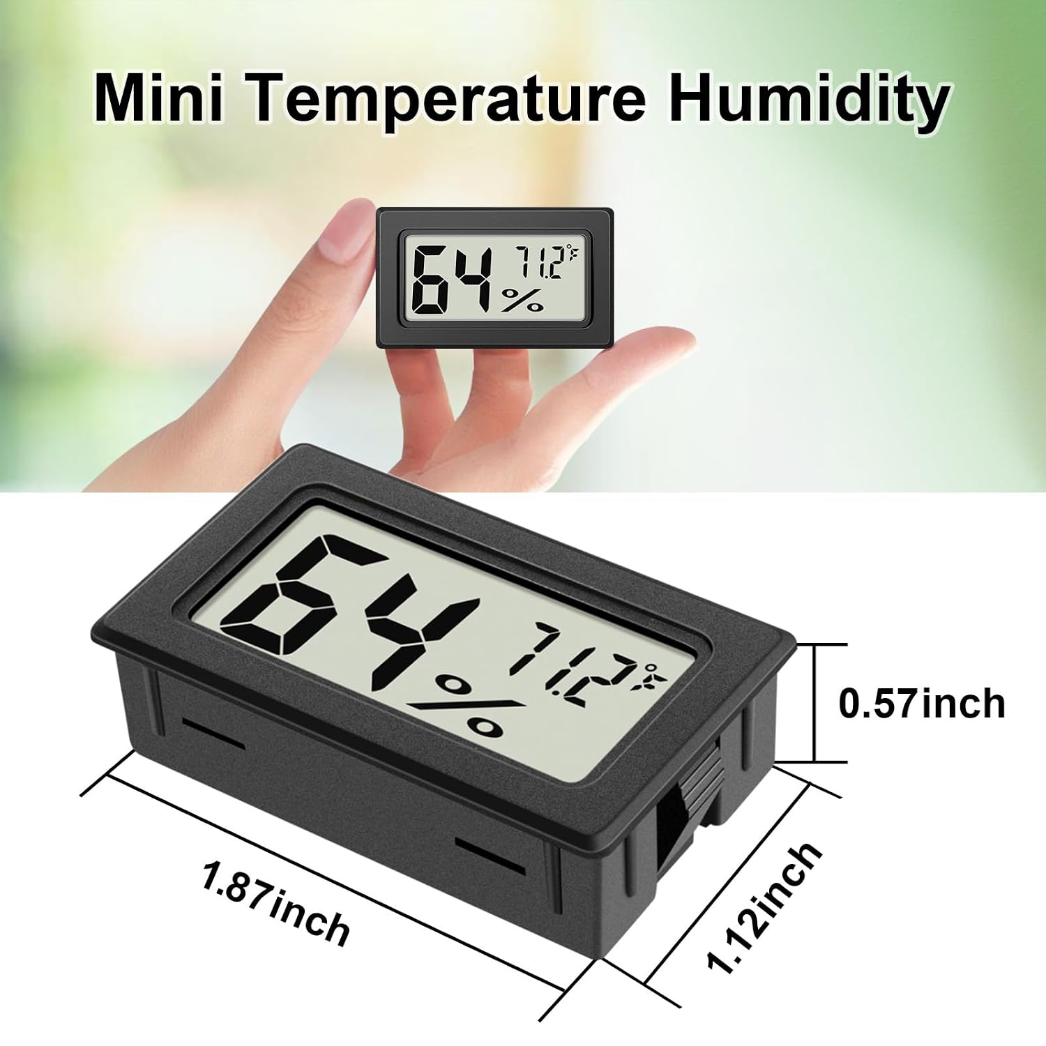 Compact Digital Terrarium Hygrometer — Mini Thermometer and Humidity Meter, 6-Pack — image 2