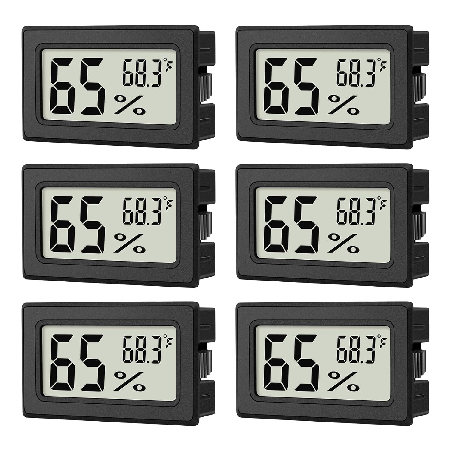 Compact Digital Terrarium Hygrometer — Mini Thermometer and Humidity Meter, 6-Pack