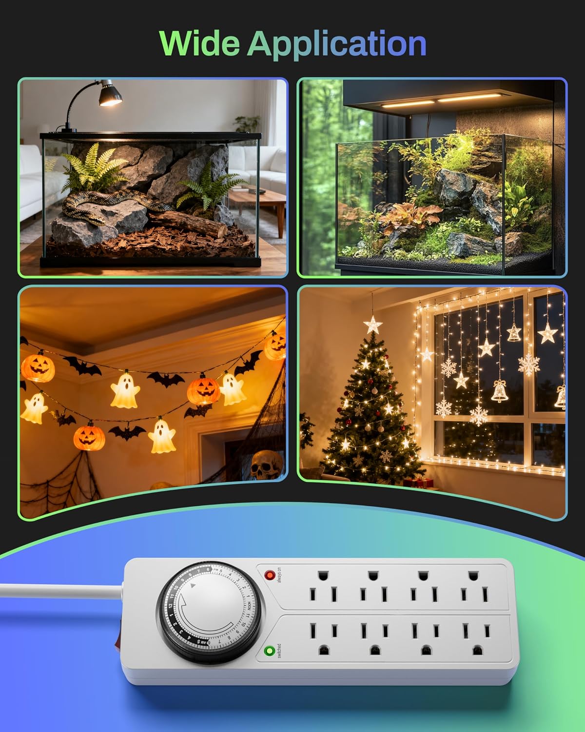 Reptile Habitat Timer Power Strip — 8-Outlet Surge Protector with 4FT Cord — image 6