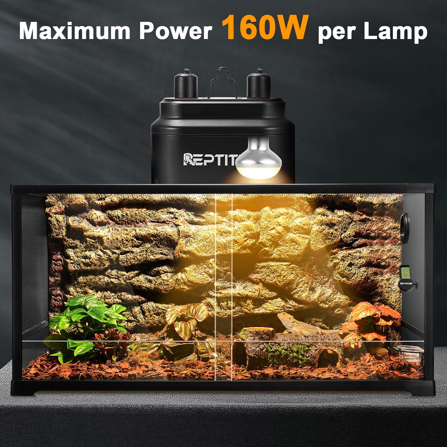 Dual Reptile Lamp Fixture — Independent Switches, Max 160W per Bulb — image 2