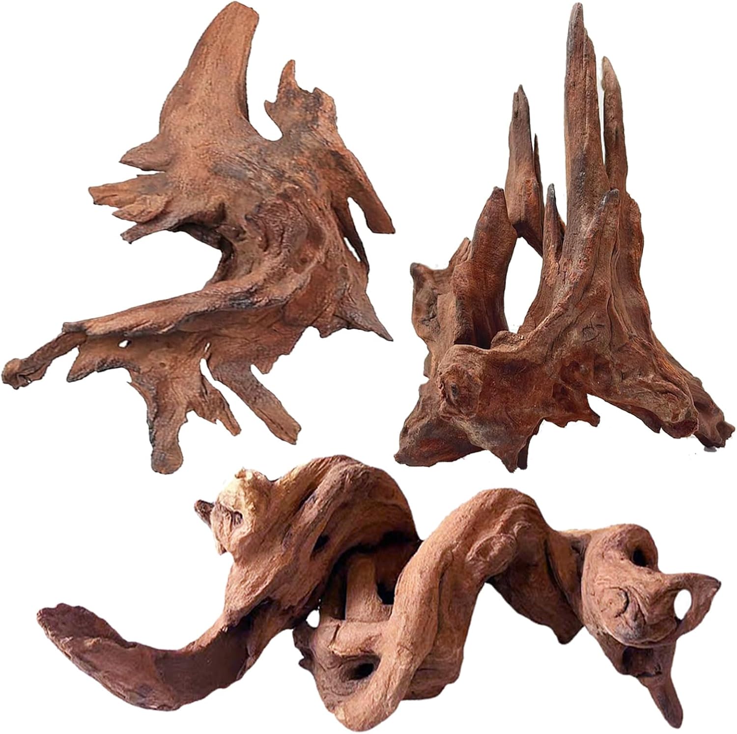 Natural Driftwood Assortment — 3 Piece, 7-11 Inch, for Reptiles & Fish