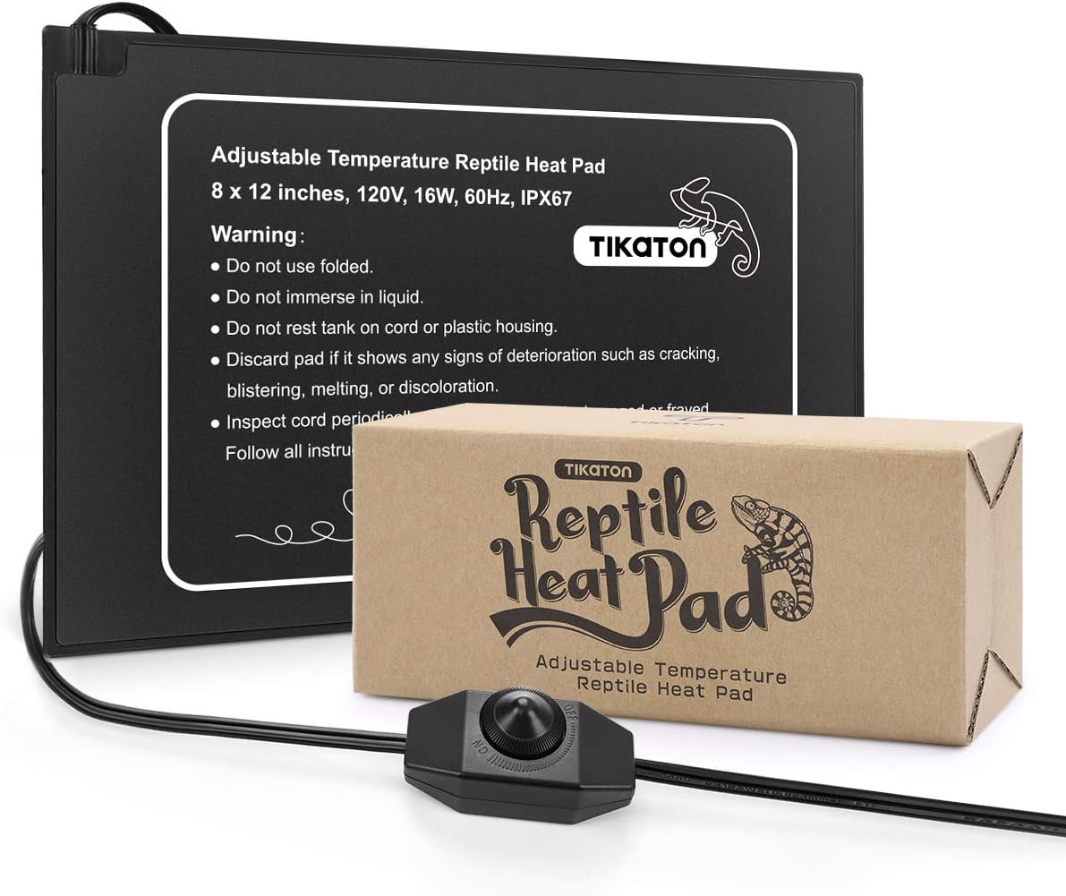 Adjustable Reptile Heat Pad — 16W, 8x12 Inch, Under Tank Heater