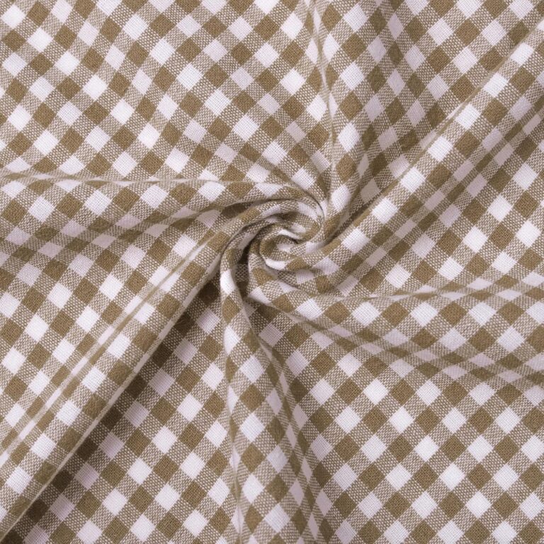 Olive Green Gingham Fabric – 100% Cotton Checkered Material