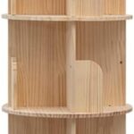 5-Tier Rotating Bookcase — Natural Wood Revolving Shelf