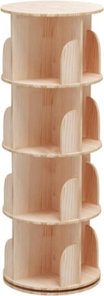 5-Tier Rotating Bookcase — Natural Wood Revolving Shelf — image 9