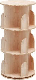 5-Tier Rotating Bookcase — Natural Wood Revolving Shelf — image 7