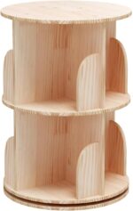 5-Tier Rotating Bookcase — Natural Wood Revolving Shelf — image 8