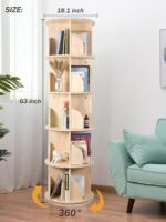 5-Tier Rotating Bookcase — Natural Wood Revolving Shelf — image 3