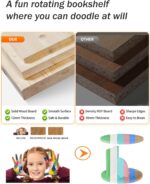 5-Tier Rotating Bookcase — Natural Wood Revolving Shelf — image 6
