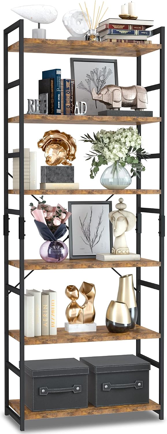 5-Tier Industrial Bookcase – Tall Metal Frame & Wood Shelves — image 14