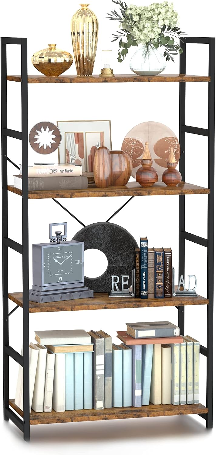 5-Tier Industrial Bookcase – Tall Metal Frame & Wood Shelves — image 11