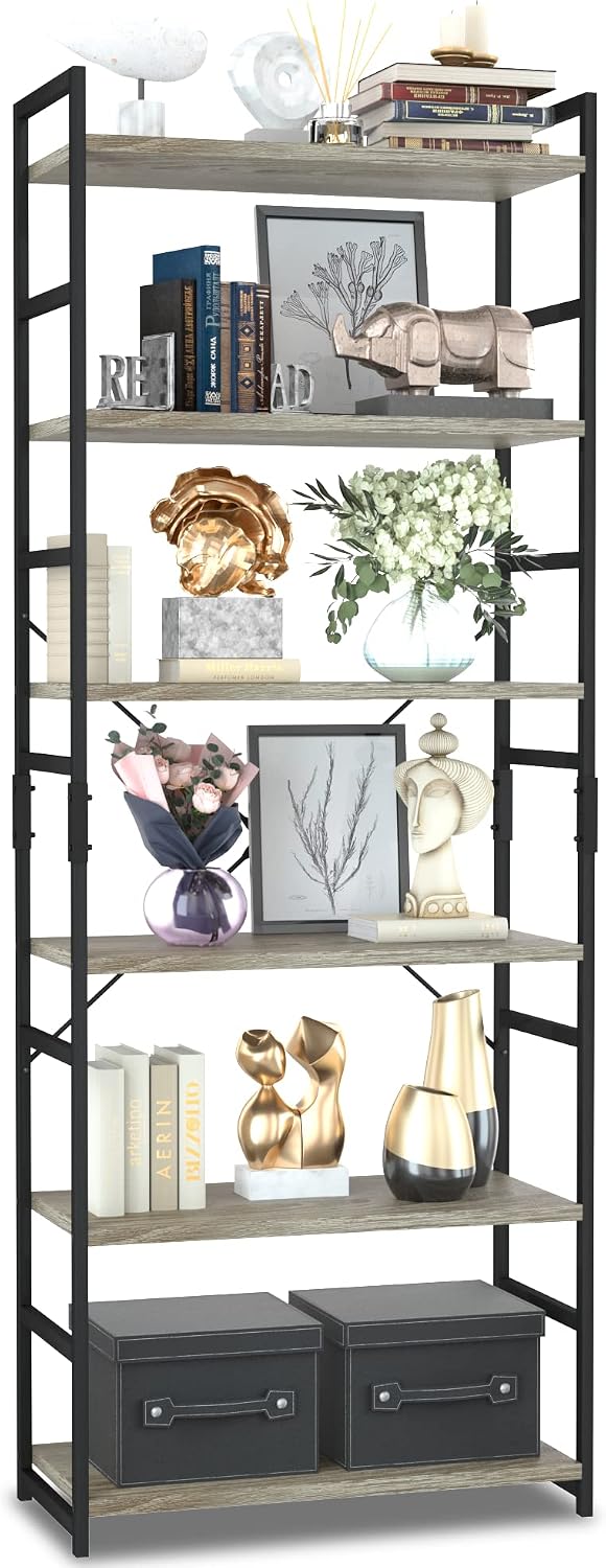 5-Tier Industrial Bookcase – Tall Metal Frame & Wood Shelves — image 10