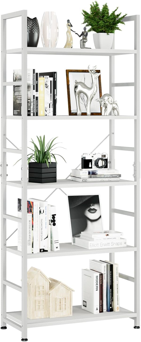 5-Tier Industrial Bookcase – Tall Metal Frame & Wood Shelves — image 12