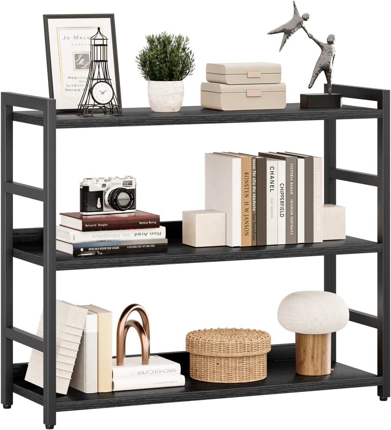 5-Tier Vertical Storage Shelf – Dark Wood & Matte Black Frame — image 32