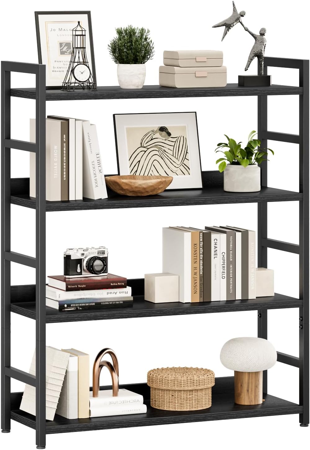 5-Tier Vertical Storage Shelf – Dark Wood & Matte Black Frame — image 22