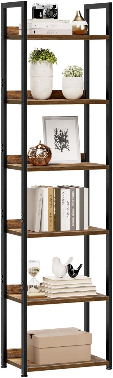 5-Tier Vertical Storage Shelf – Dark Wood & Matte Black Frame — image 26