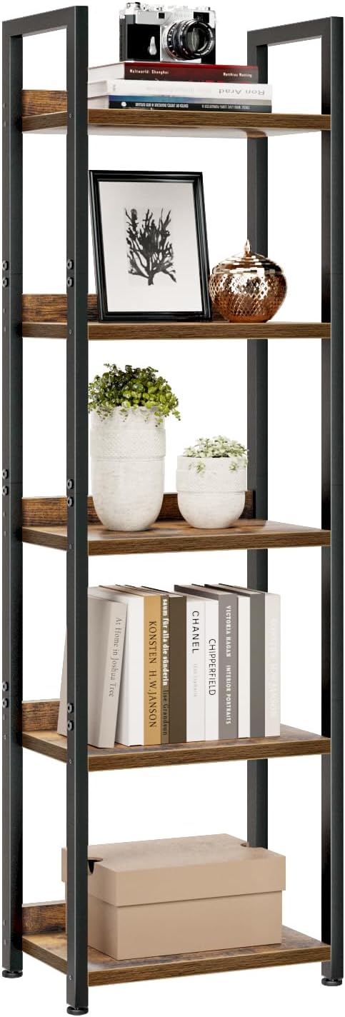 5-Tier Vertical Storage Shelf – Dark Wood & Matte Black Frame — image 29