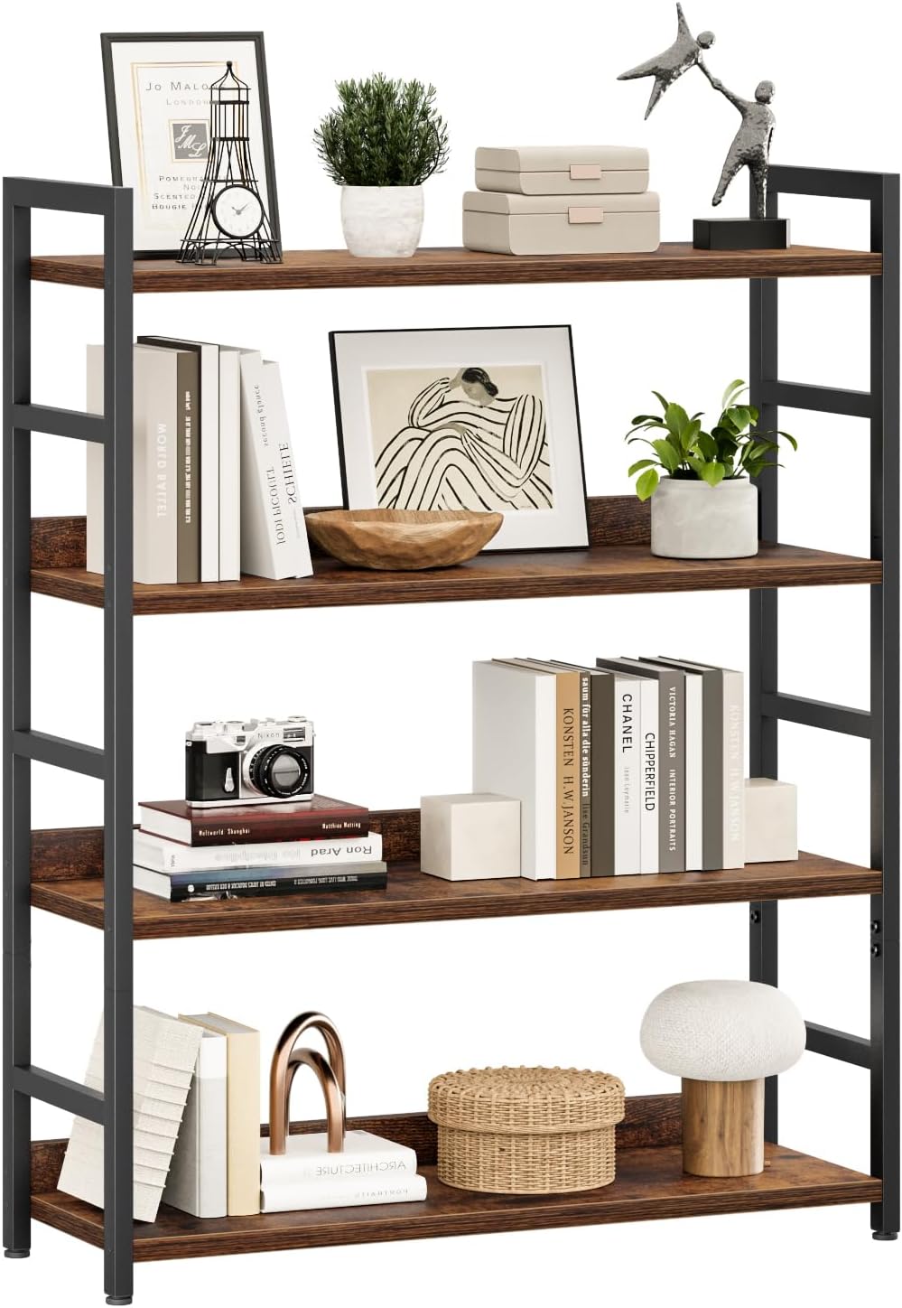 5-Tier Vertical Storage Shelf – Dark Wood & Matte Black Frame — image 8