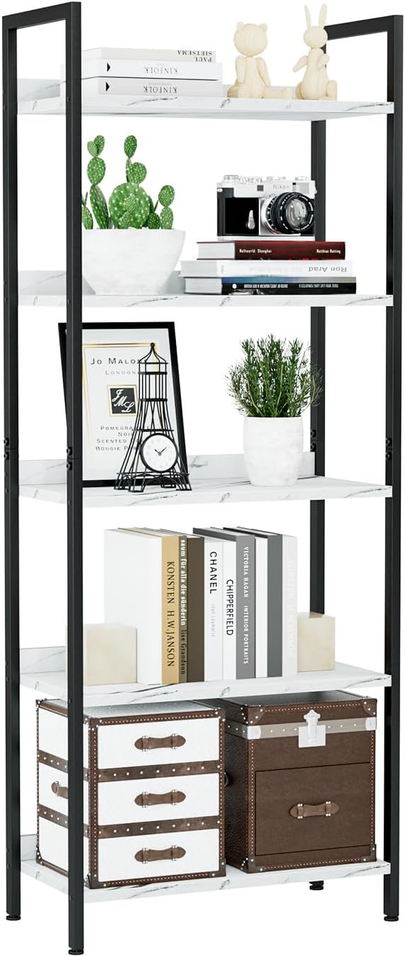 5-Tier Vertical Storage Shelf – Dark Wood & Matte Black Frame — image 16