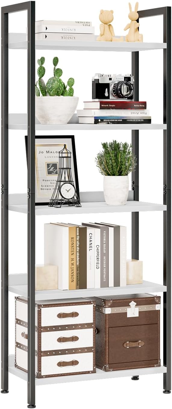 5-Tier Vertical Storage Shelf – Dark Wood & Matte Black Frame — image 34