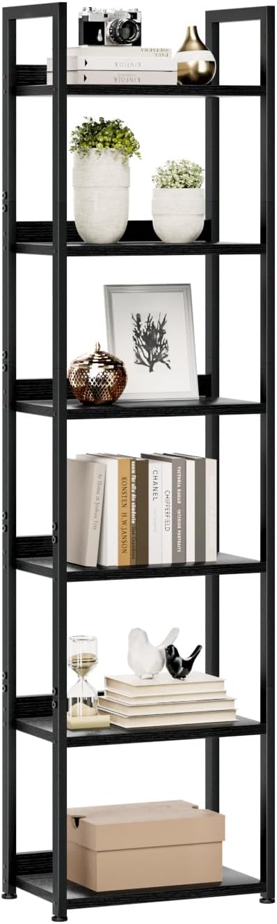5-Tier Vertical Storage Shelf – Dark Wood & Matte Black Frame — image 11