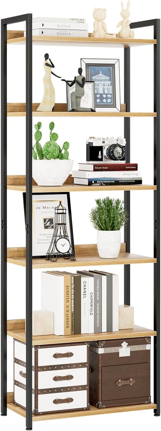 5-Tier Vertical Storage Shelf – Dark Wood & Matte Black Frame — image 21