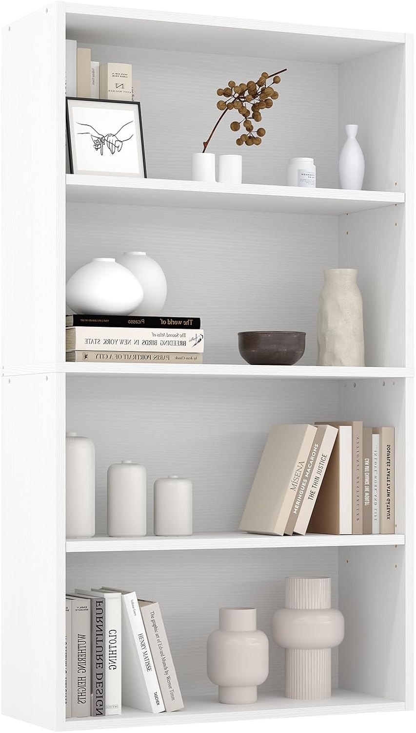 Black Wood Grain Bookcase — Modern 5-Tier Open Shelf — image 12