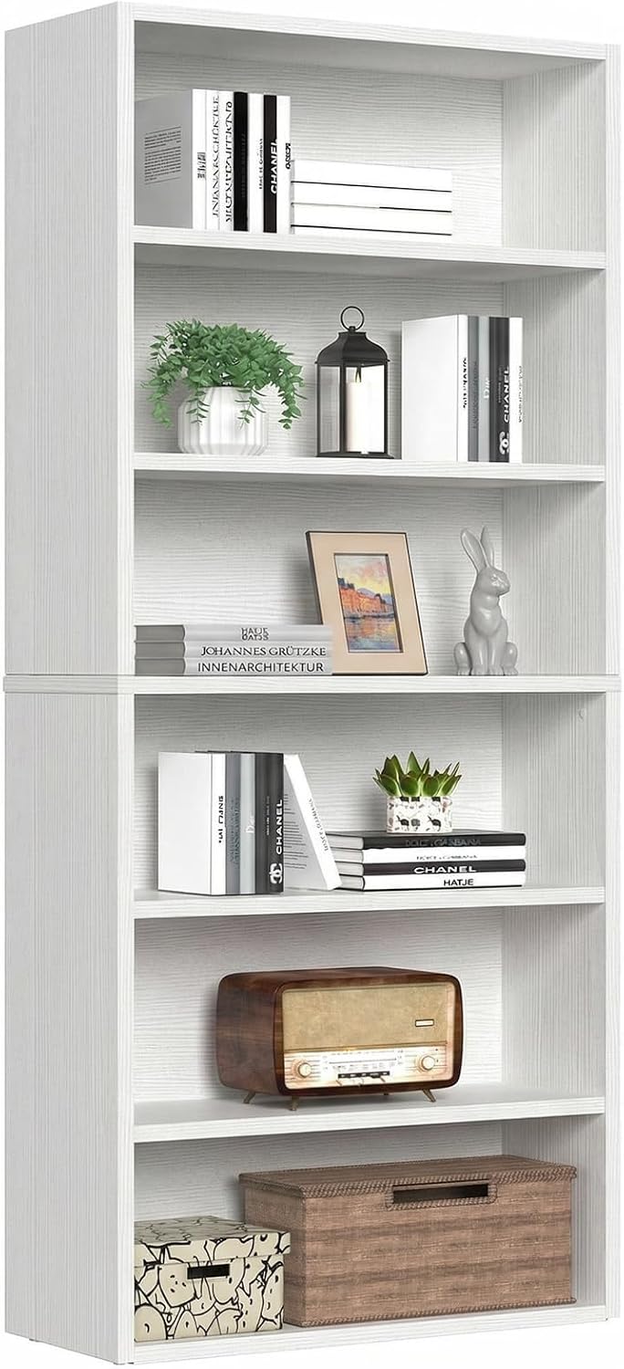 Black Wood Grain Bookcase — Modern 5-Tier Open Shelf — image 15