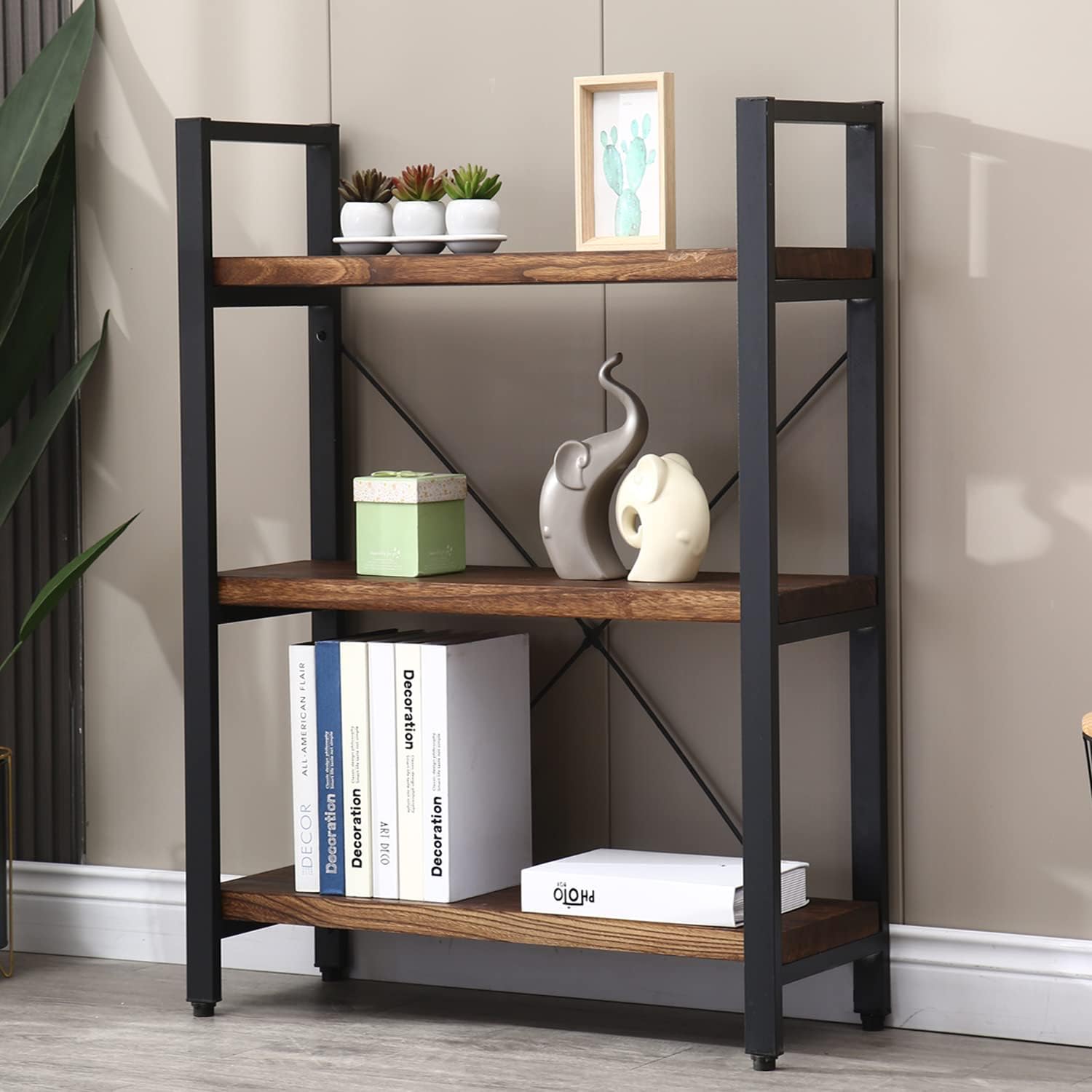 4-Tier Rustic Industrial Bookcase – Sturdy Metal & Wood Shelves — image 13
