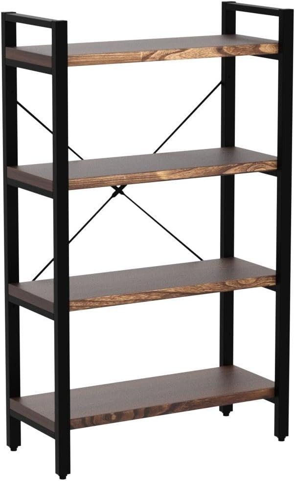 4-Tier Rustic Industrial Bookcase – Sturdy Metal & Wood Shelves — image 4