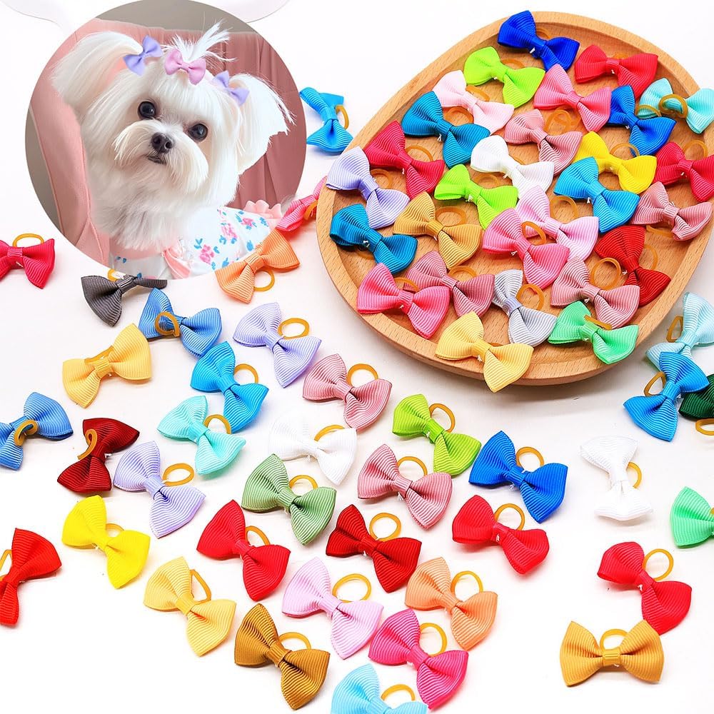 Vibrant Grosgrain Pet Hair Bows - Hình 4