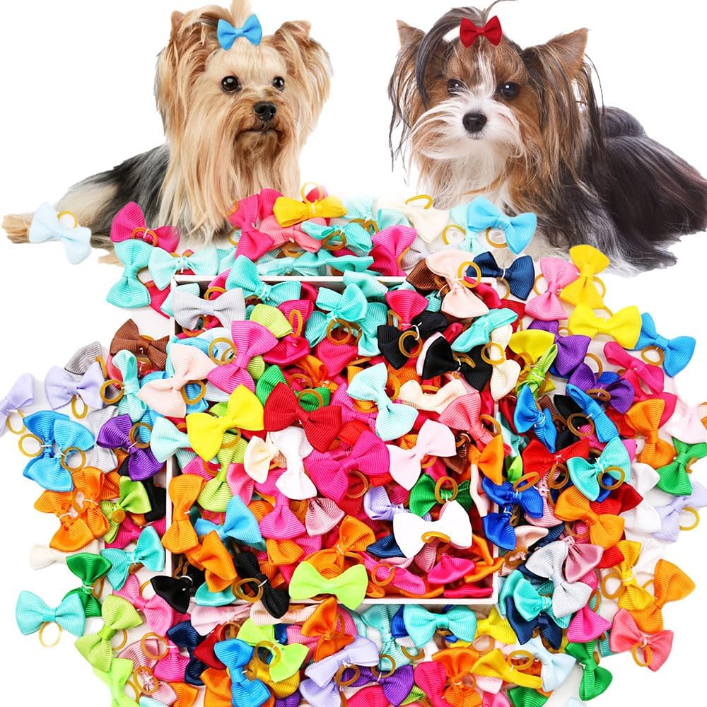 Vibrant Grosgrain Pet Hair Bows - Hình 3