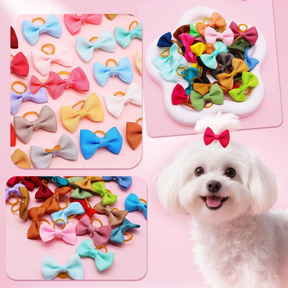 Vibrant Grosgrain Pet Hair Bows - Hình 5