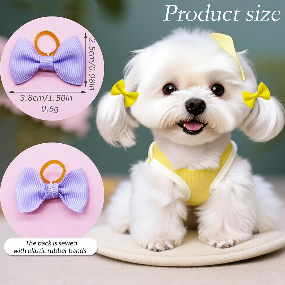 Vibrant Grosgrain Pet Hair Bows - Hình 2