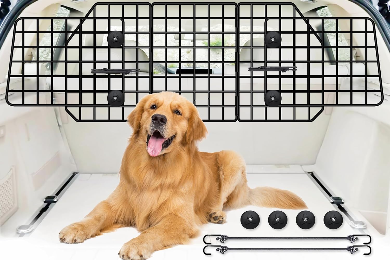 Adjustable Black Grid Pet Barrier for Car SUV - Safe Travel