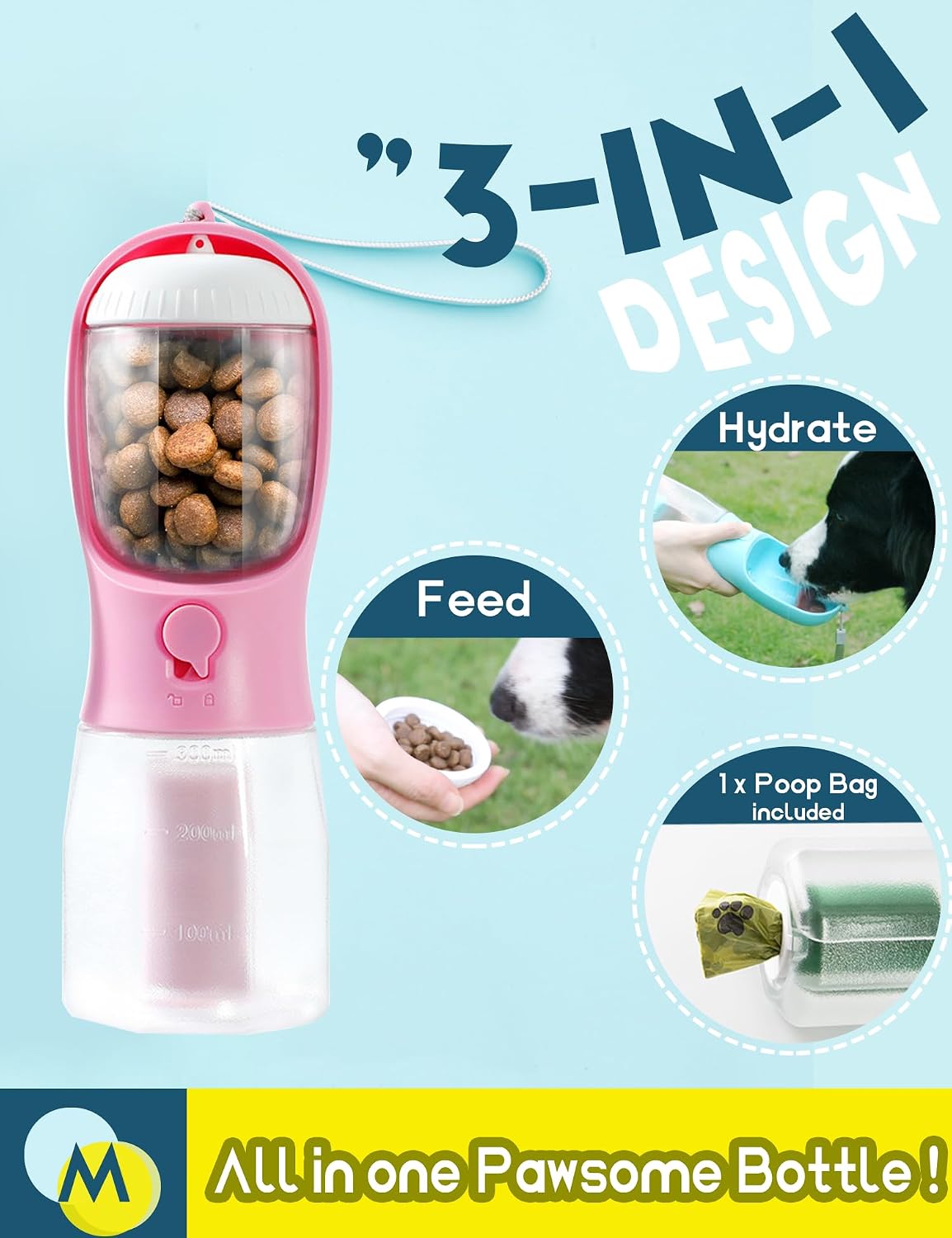 Pink 3-in-1 Pet Travel Bottle - Hình 2