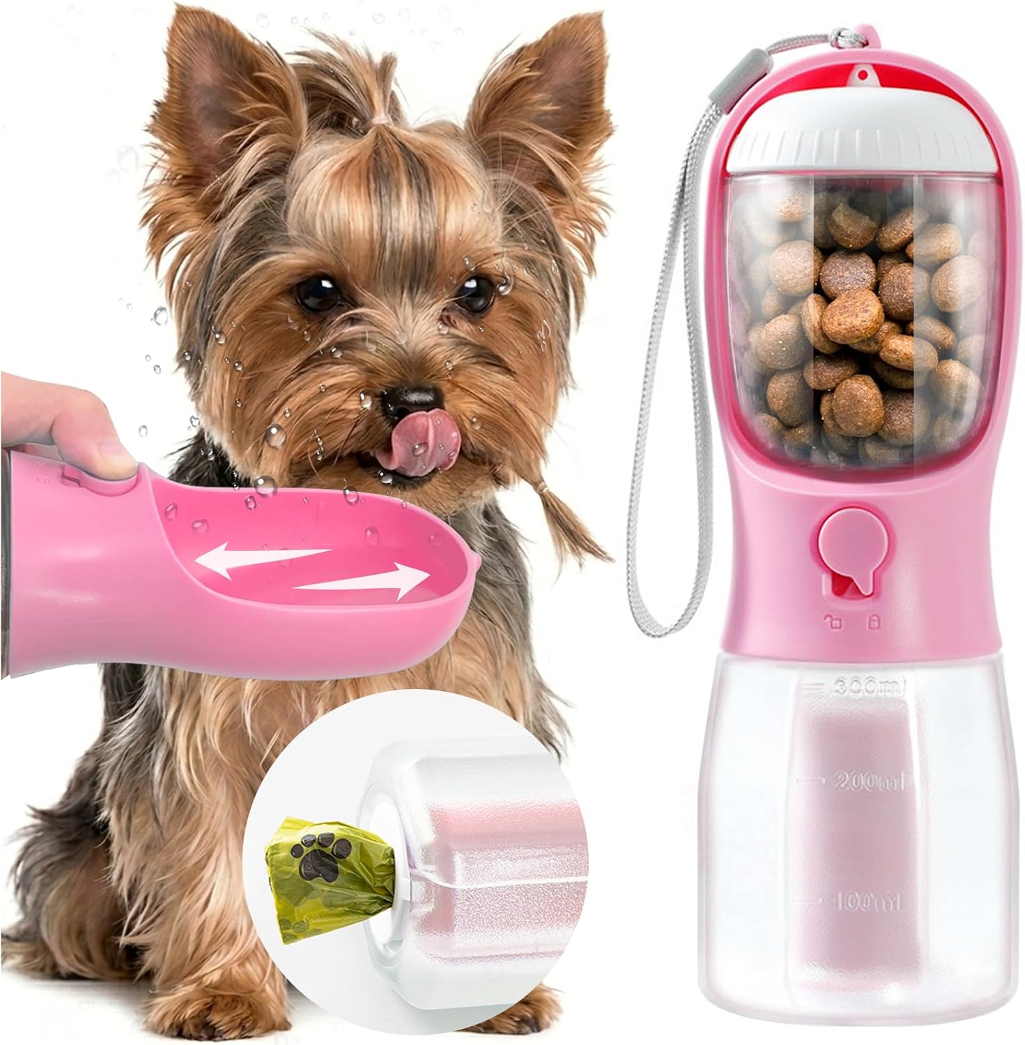 Pink 3-in-1 Pet Travel Bottle