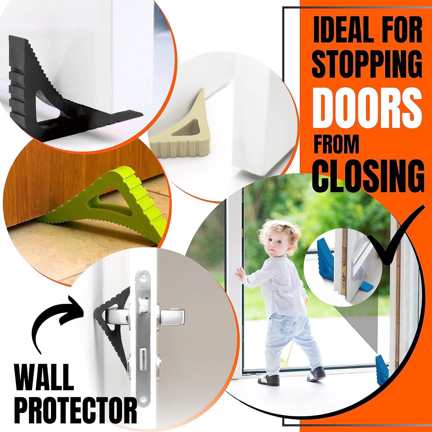 Blockystar Rubber Door Stopper & Window Wedge, Award Winning Decorative Doorstop, Multi-Surface Door Stoppers