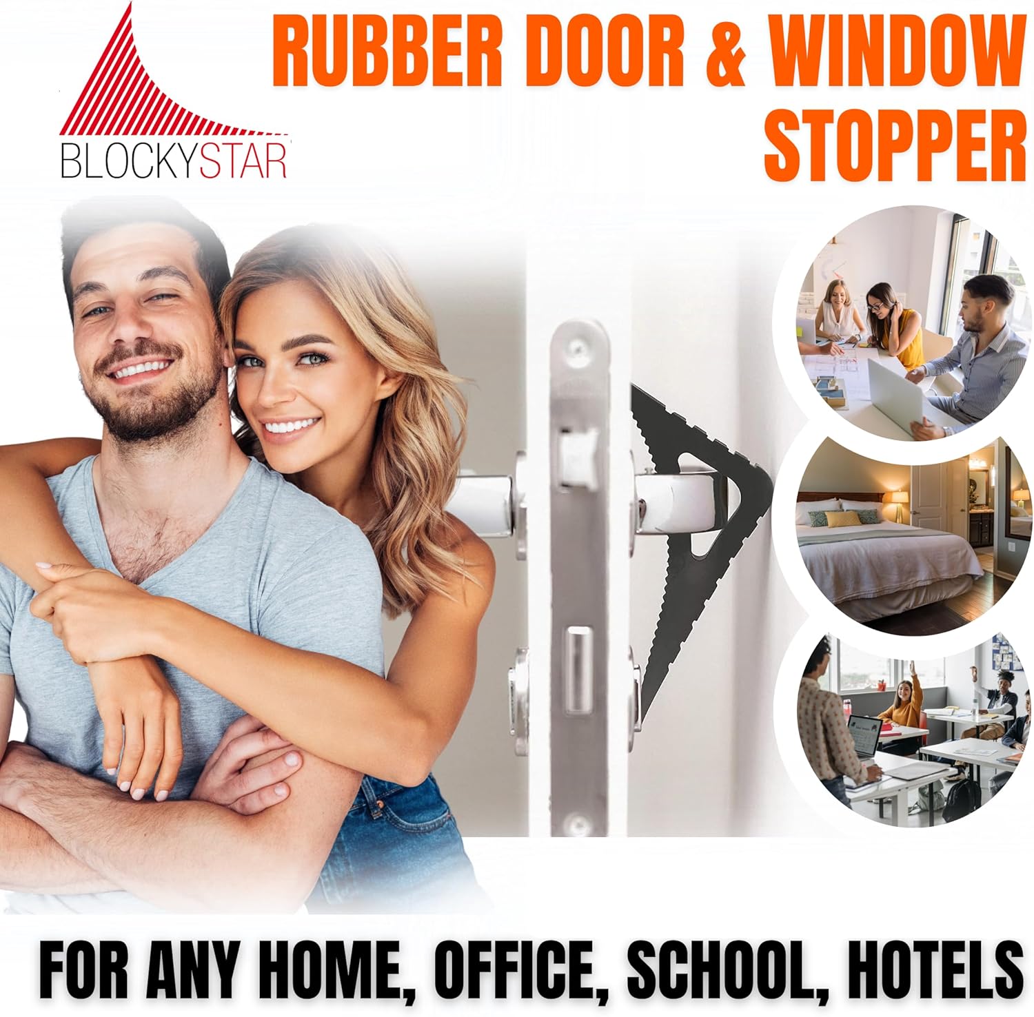 Blockystar Rubber Door Stopper & Window Wedge, Award Winning Decorative Doorstop, Multi-Surface Door Stoppers